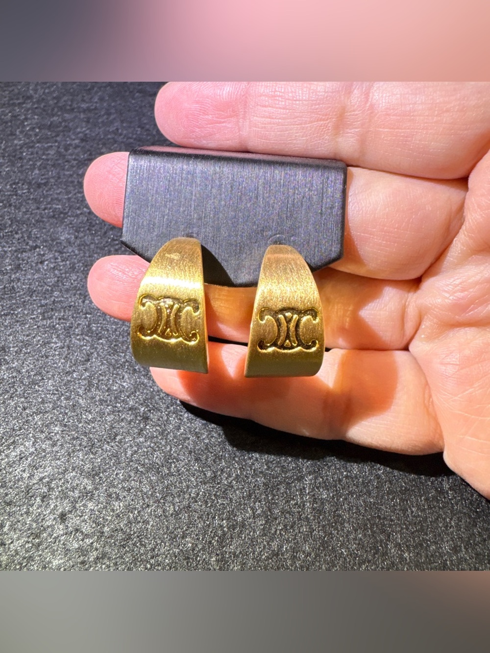 S925 Posts Gold Brushed Wide Hoop Earrings